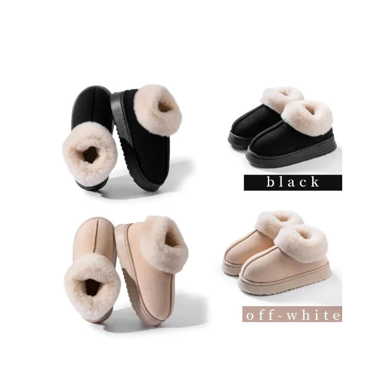 2025 High Quality of  Women's Fashion Snow Boots Fluffy Plush Faux Fur Soft Slippers Winter Indoor Comfortable Home men's Shoes