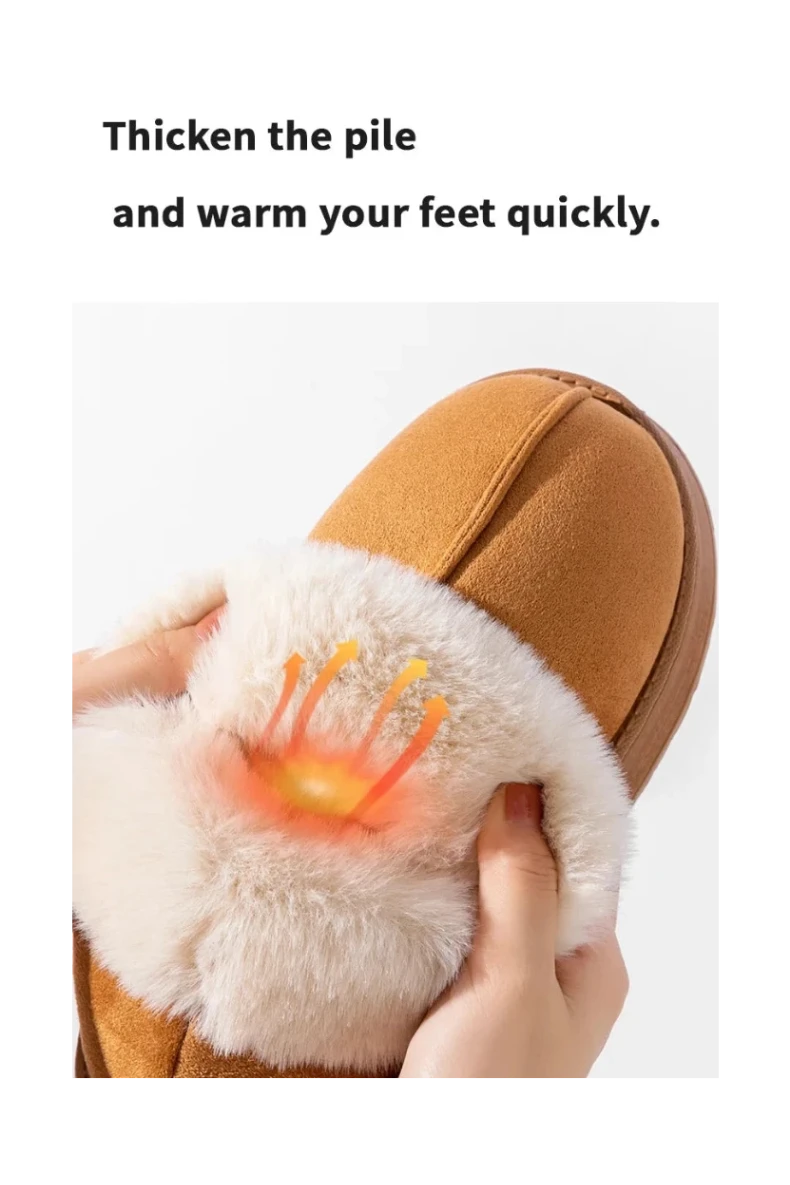 2025 High Quality of  Women's Fashion Snow Boots Fluffy Plush Faux Fur Soft Slippers Winter Indoor Comfortable Home men's Shoes